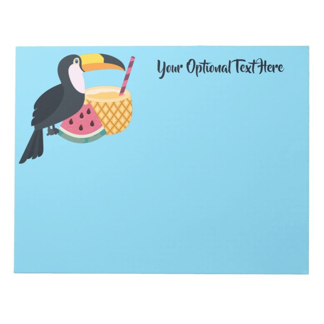 Bloc-note Texte et couleur personnalisés Illustration Toucan (Devant)