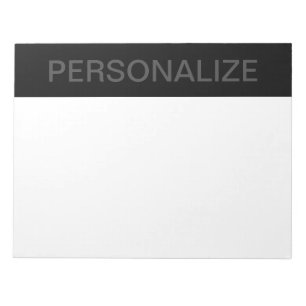Bloc-note Texte personnalisable   Gras moderne noir et gris 