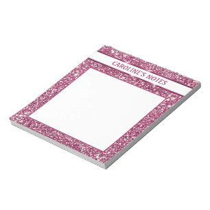 Bloc-note Texture de scintillement rose faux avec texte pers