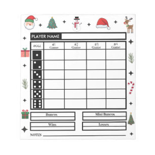 Bloc-note Thème de Noël moderne Bunco Score Pad