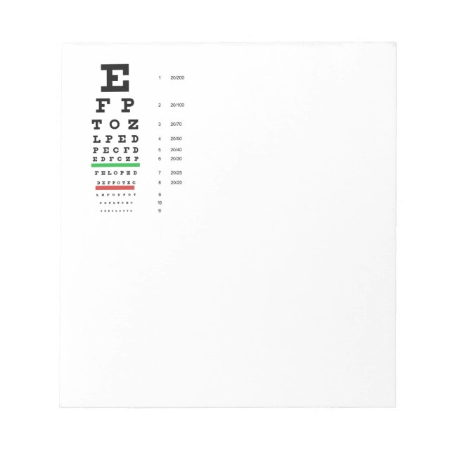 Bloc-note Thème d'essai de la vision des yeux (Devant)