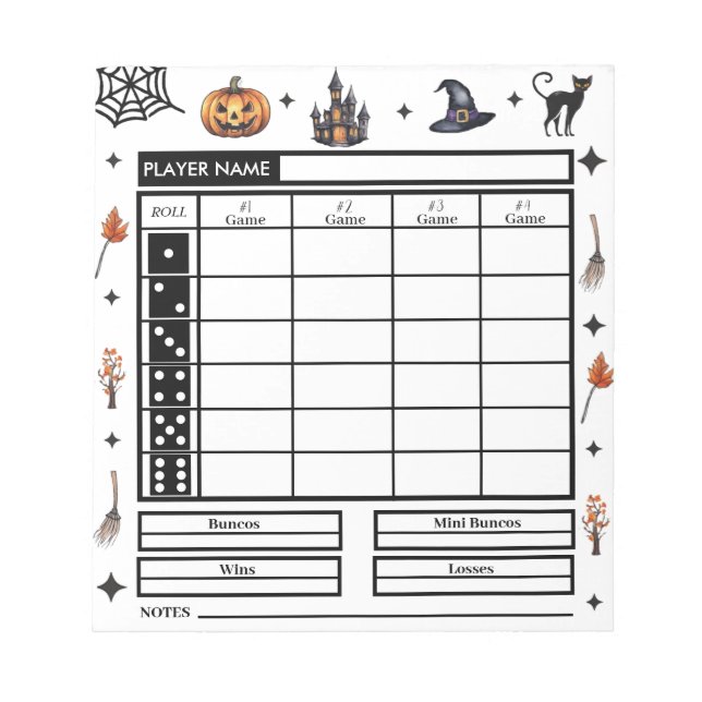 Bloc-note Thème Halloween moderne Bunco Score Pad (Devant)