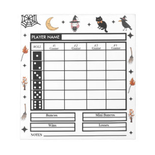 Bloc-note Thème Halloween moderne Bunco Score Pad