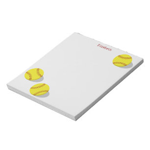 Bloc-note three yellow softballs girls personalized sports
