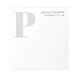 Bloc-note Titre de nom de monogramme gris moderne minimalist