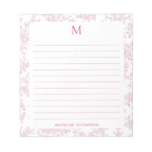Toile de Jouy Botanique Classique Monogramme Rouge