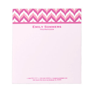 Bloc-note Tons Rose Et Blanc Zigzag Chevron Motif