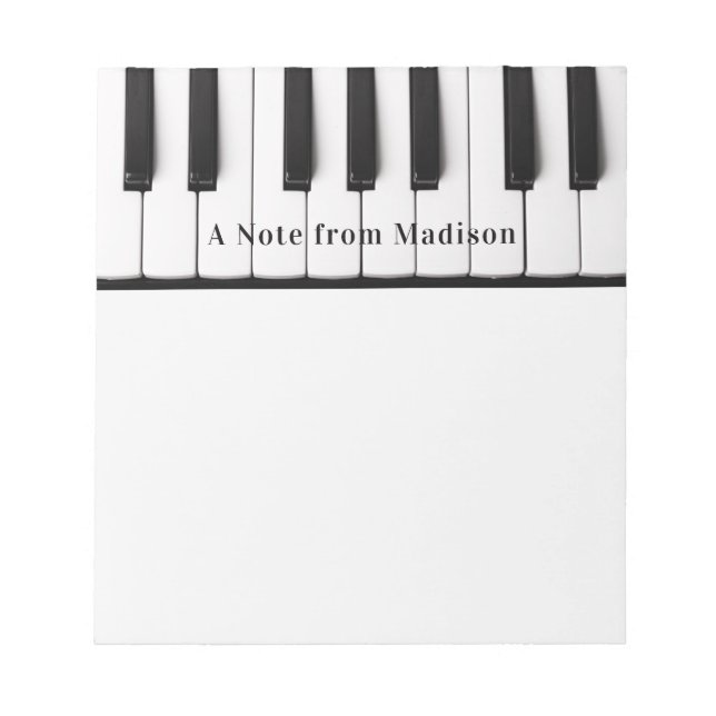 Bloc-note Touches de piano pavé texte personnalisé (Devant)