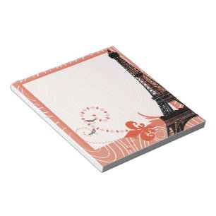 Bloc-note Tour Eiffel Corail Mignon Grain de Bois Oiseaux Am