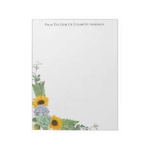 Bloc-note Tournesols Personnalisés Fleuris et Feuillage