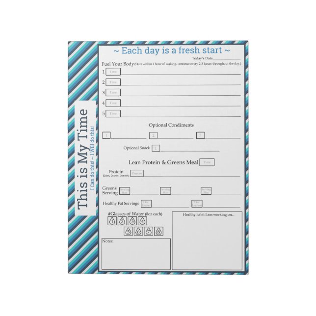 Bloc-note Tracker 5-1 Repas turquoise/Bleu (Tourné)
