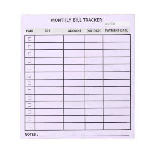 Bloc-note Tracker de facturation mensuelle personnalisée ten