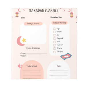 Bloc-note Tracker Ramadan   Planificateur quotidien pour le 
