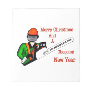 Bloc-note Tree Surgeon Arborist at work present Chainsaw