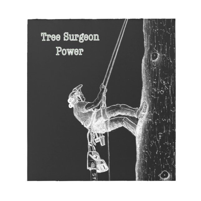 Bloc-note Tree Surgeon Arborist at work present Chainsaw (Devant)