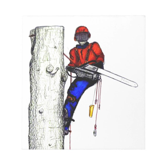 Bloc-note Tree Surgeon Arborist at work present Chainsaw (Devant)