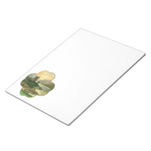 Bloc-note Trèfle doré chanceux vintage avec un château irlan