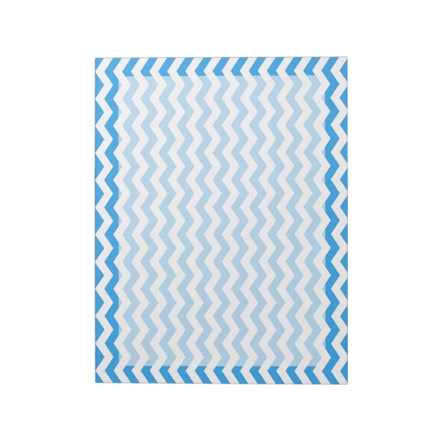 Bloc-note Trendy, bright blue chevron zigzag stripes. (Tourné)