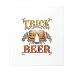 Bloc-note Trick Or Beer Mug Halloween Citrouille Squelette M