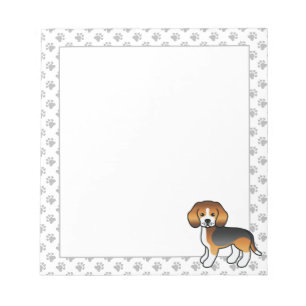 Bloc-note Tricolore Beagle mignon caricature Chien & Pâtes