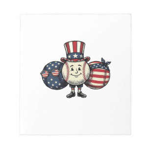 Bloc-note Trio de baseball patriotique Vintage Vector Shirt_