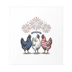 Bloc-note Trio de poulets patriotiques Gravure vintage Vecto
