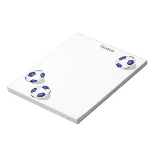Bloc-note trois balles de football bleu blanc personnalisées