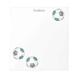 Bloc-note trois balles de football gris turquoise personnali