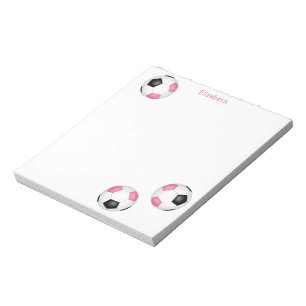 Bloc-note trois balles de football noir rose nom