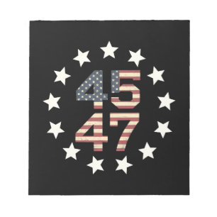 Bloc-note Trump 45 47 Étoiles Vintage USA American Drapeau