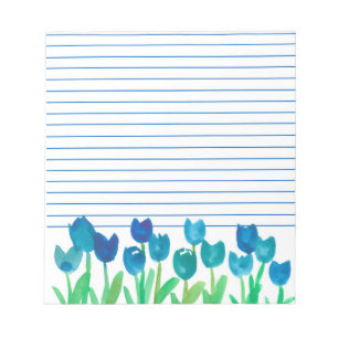 Bloc-note Tulip Jardin bleu Aquarelle Fleurs Liner