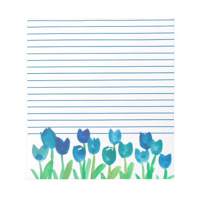 Bloc-note Tulip Jardin bleu Aquarelle Fleurs Liner (Devant)