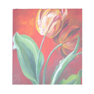 Bloc-note Tulipes artistiques rouges et jaunes