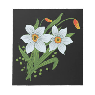 Bloc-note Tulipes et jonquilles Fleurs Arrière - plan noir
