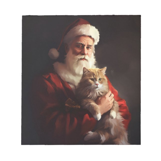 Bloc-note Turc Angora Chat Santa Claus Festif Noël (Devant)