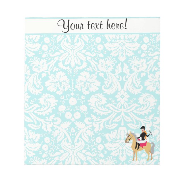 Bloc-note Turquoise Damask Equestrian (Devant)