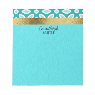 Bloc-note Turquoise personnalisé et bleu arctique Floral et 