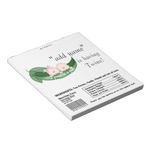 Bloc-note Twins Baby shower Candy Bar Wrappers Party Favoris