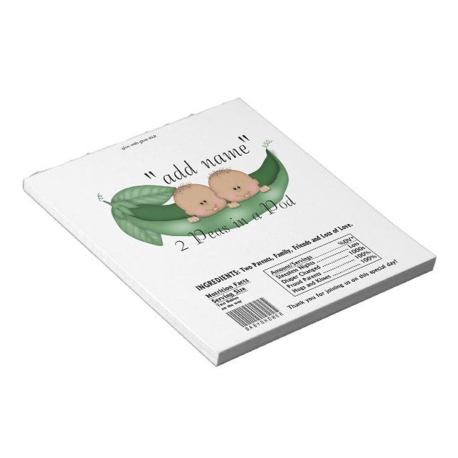 Bloc-note Twins Baby shower Candy Bar Wrappers Party Favoris (Incliné)