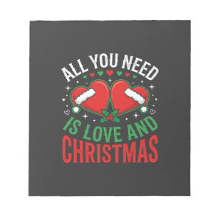 Bloc-note Typographie de chapeau de Père Noël d'amour de Noë