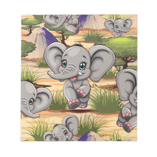 Bloc-note Un bébé éléphant qui sonne heureux dans la savane 