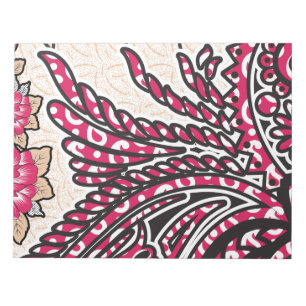 Bloc-note Un design cachemire décoratif avec rouge vif et ép