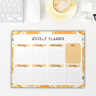 Bloc-note Undated Weekly Planner with Orange Slice Border