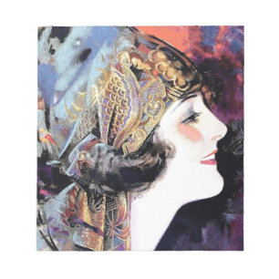 Bloc-note Une femme Art déco à l'écharpe