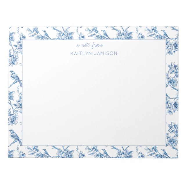 Bloc-note Une note de | Note florale de chinoiserie bleue  (Devant)