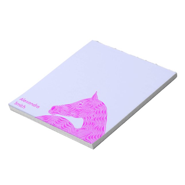 Bloc-note Une tête de cheval rose arabe personnalisée Bleu c (Tourné)