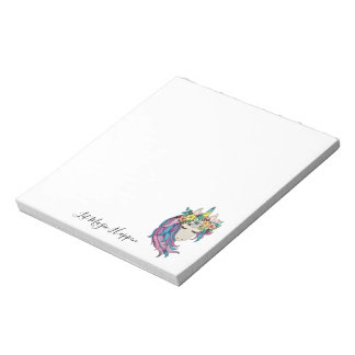 Bloc-note Unicorne Avec Fleurs Sauvages En Aquarelle