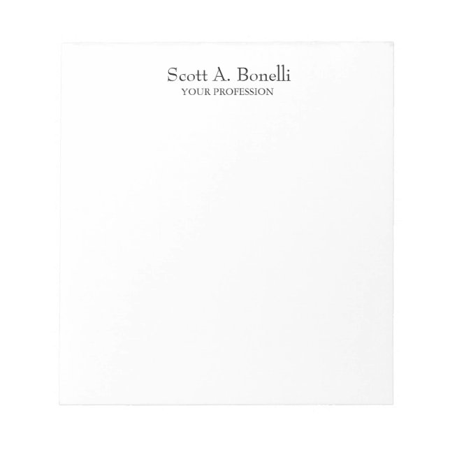 Bloc-note Unique Élégant Simple Blanc Spécial (Devant)