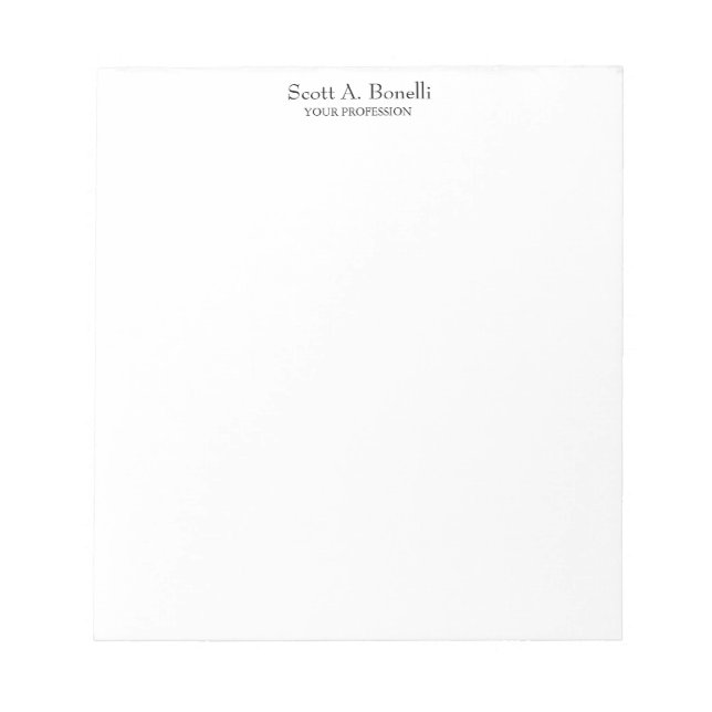 Bloc-note Unique Élégant Simple Blanc Spécial (Devant)