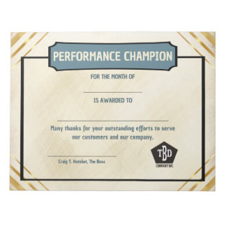 Bloc-note Universal employoee performance award certificates